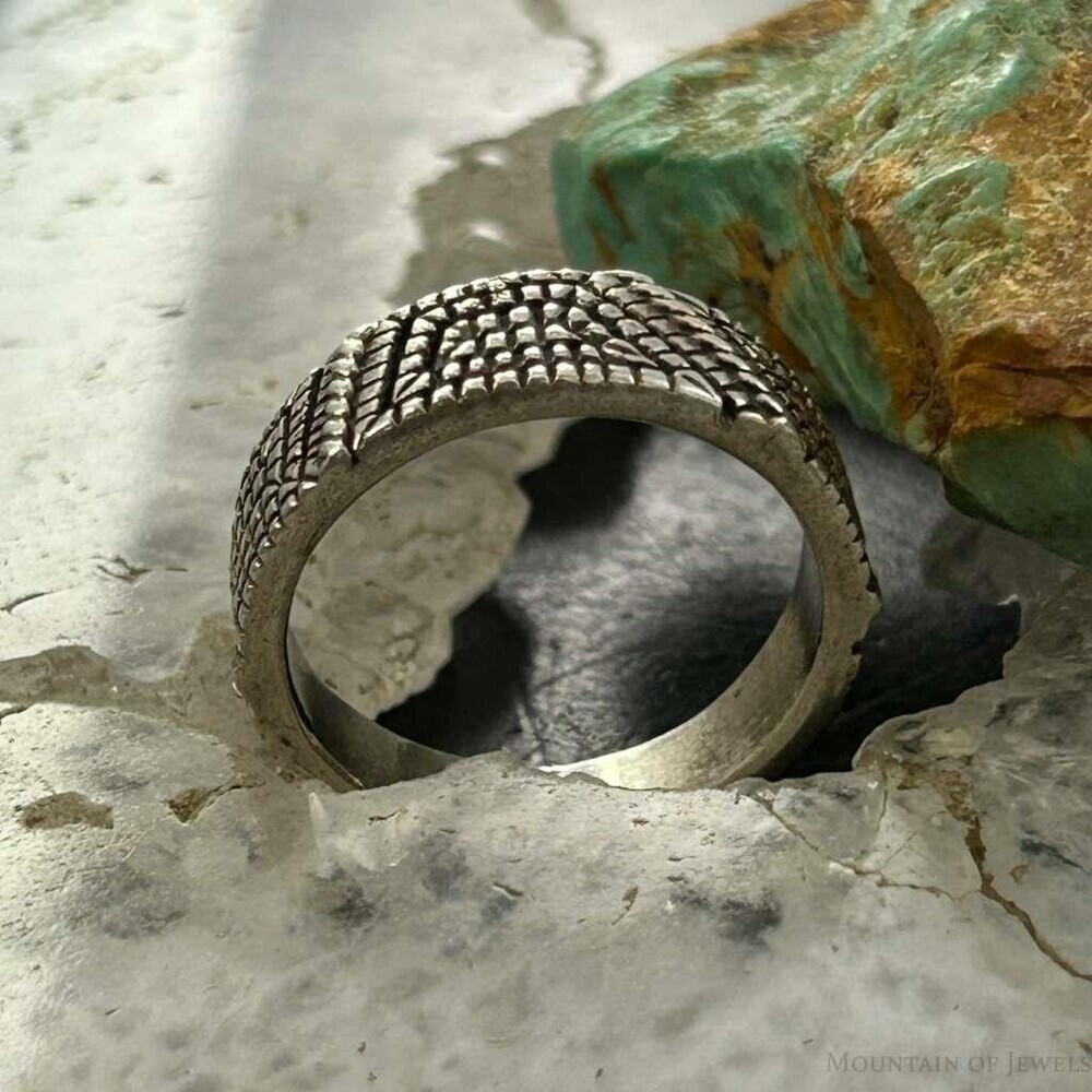 Elgin Tom Vintage Native American Sterling Basket Weave Design Ring S7 For Women - Picture 4 of 10